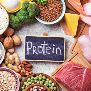 All types of protein sources as food are placed on table